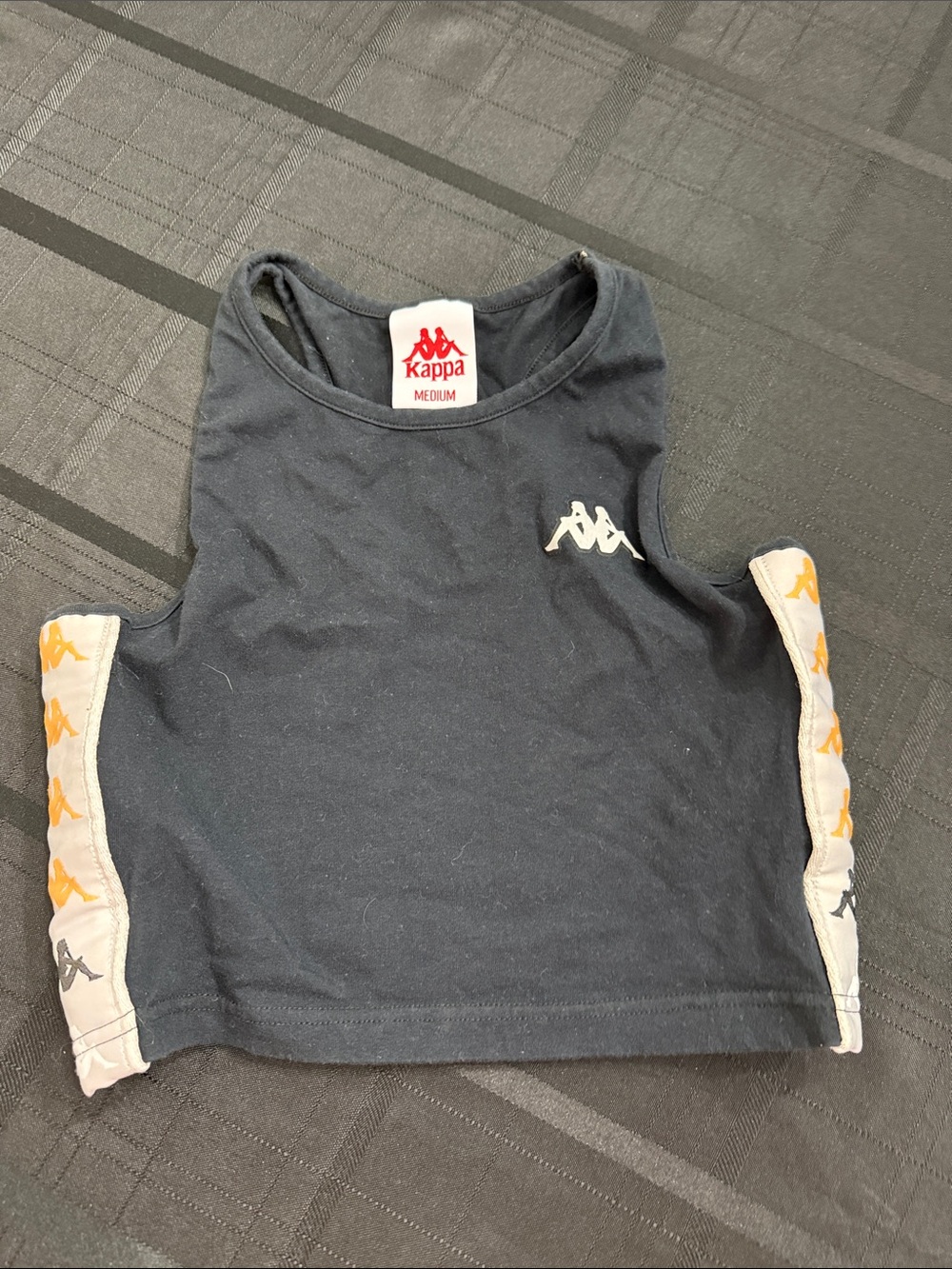 Kappa Black Tank Top with Yellow Side Accents